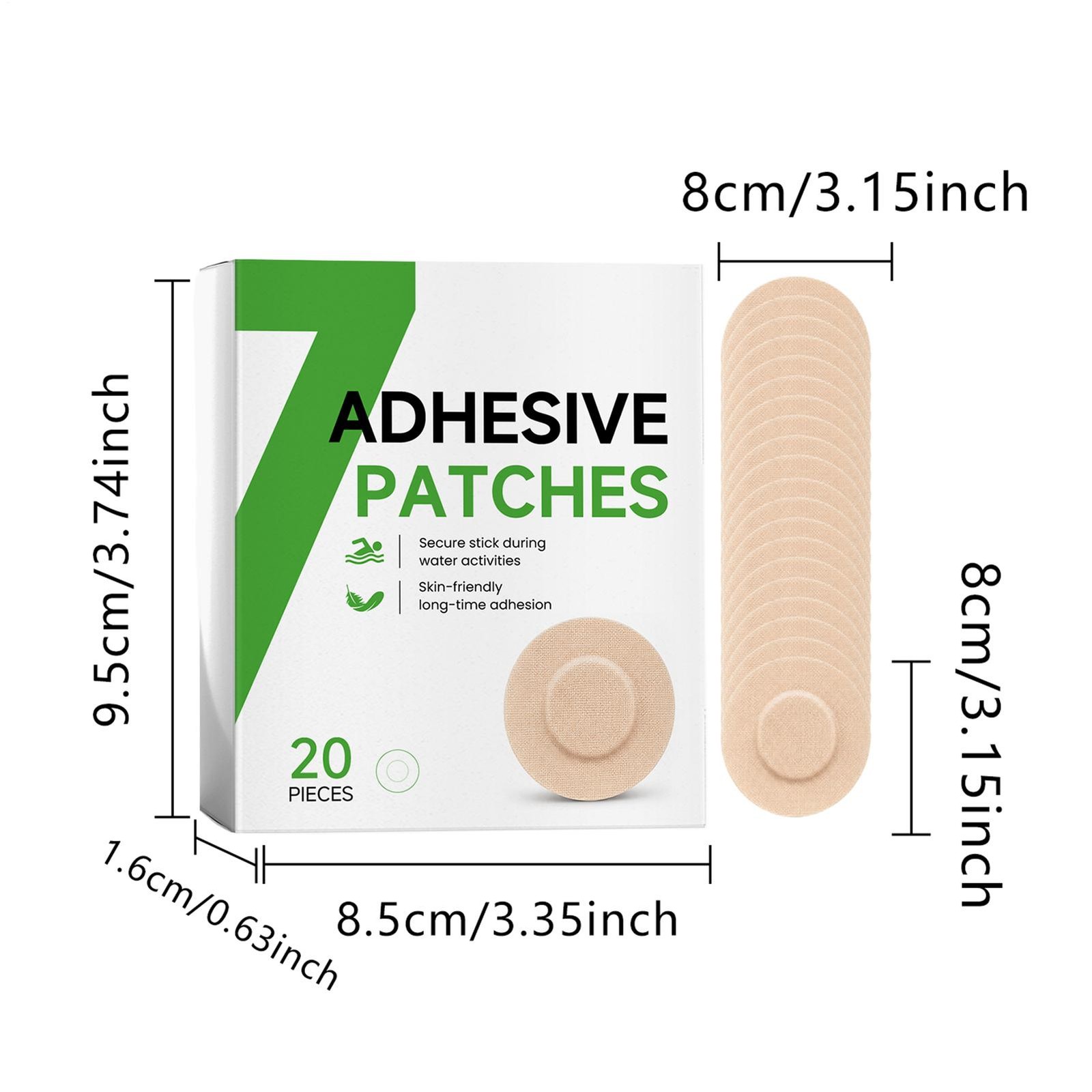 Waterproof Adhesive Patches 20 Piece Sweatproof Sticky Pads Sensor