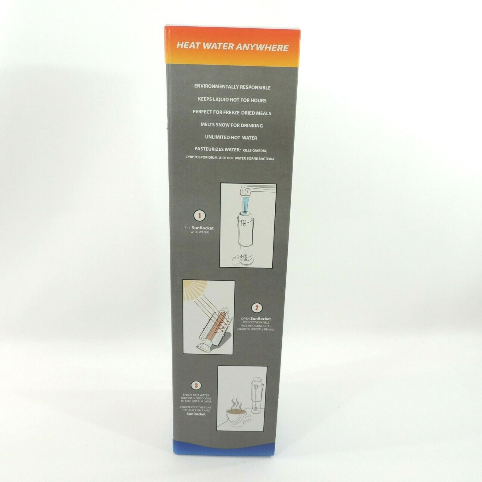 SunRocket Solar Water Heater Thermos Portable Camping Hiking 500ml New Old ST