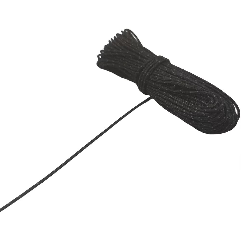 Legnowit 2mm Reflective Guyline Camping Paracord, Black-65ft, Black