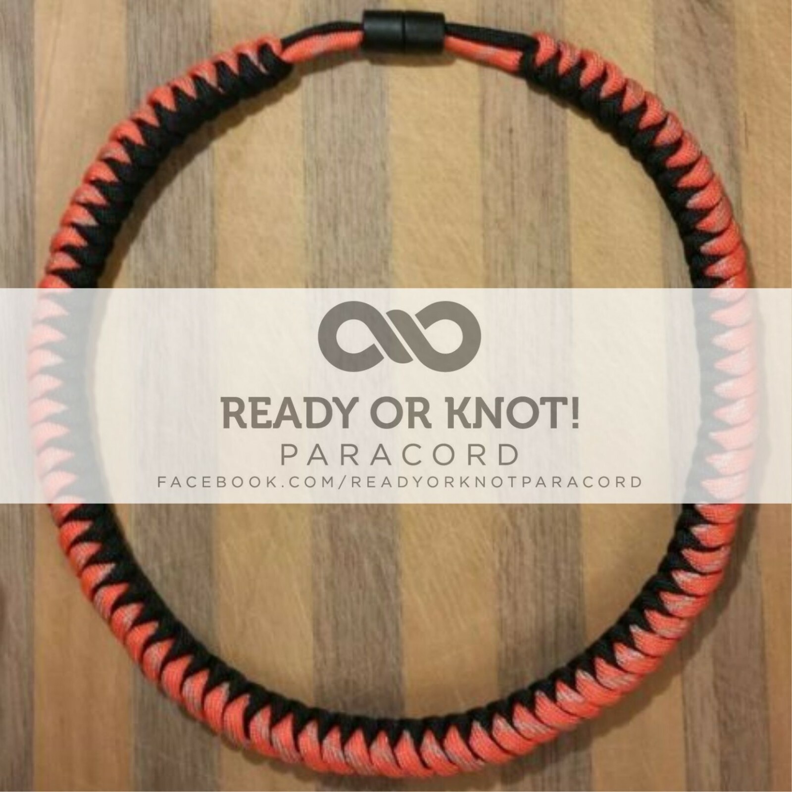 550 Paracord Snake Weave Survival Necklace Orange Reflective/ Black (21 inches)