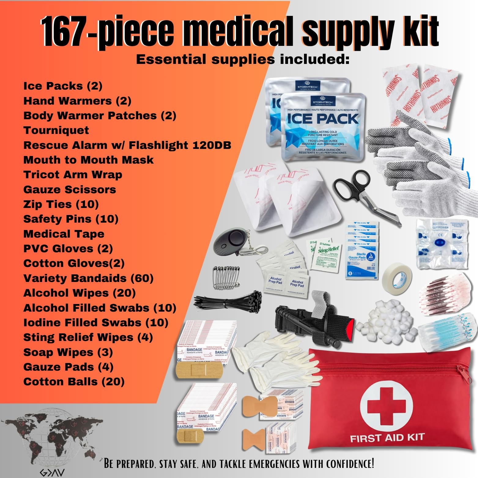 460 PC Complete Survival Kit and First Aid Kit | Tactical Backpack with Survi…