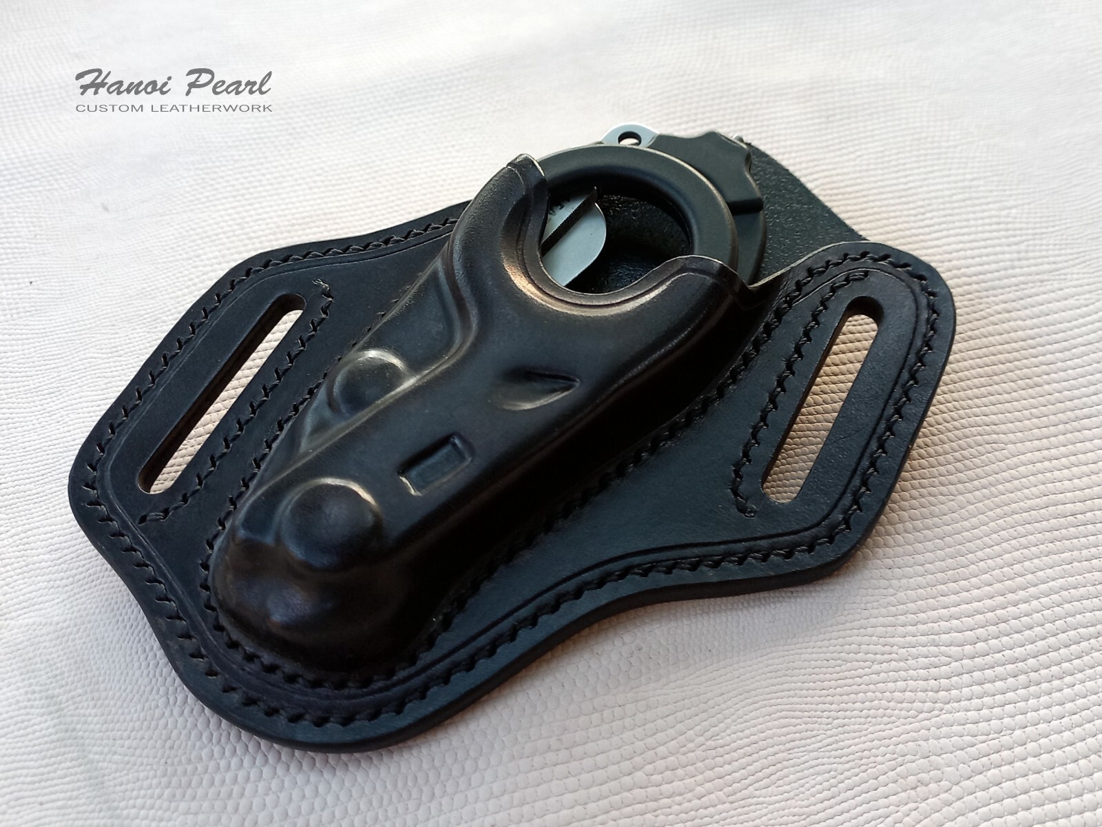 Custom Black Leather Holster for Leatherman Raptor Rescue