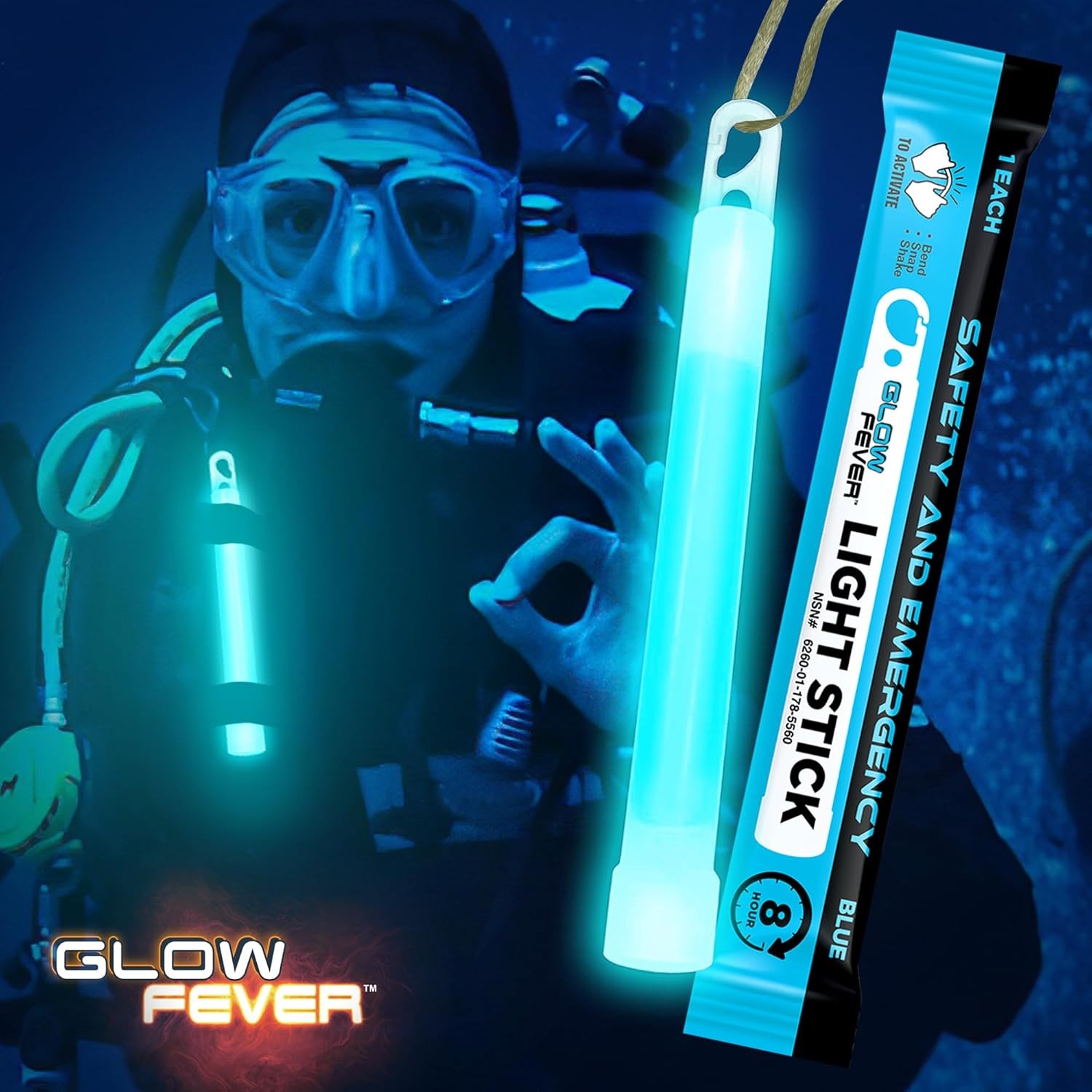 10PCS 6″ Blue Emergency Glow Sticks – 8hr Military Grade Light
