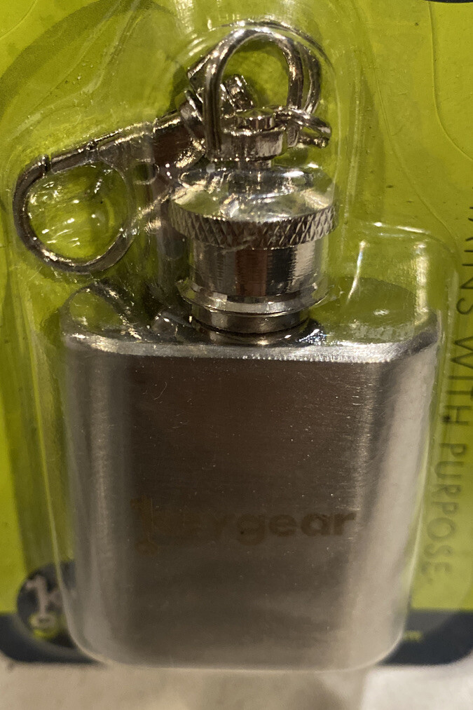 Keygear MINI FLASK w/ KeyChain 1oz Quality Stainless Steel Survival Gear *2-pcs