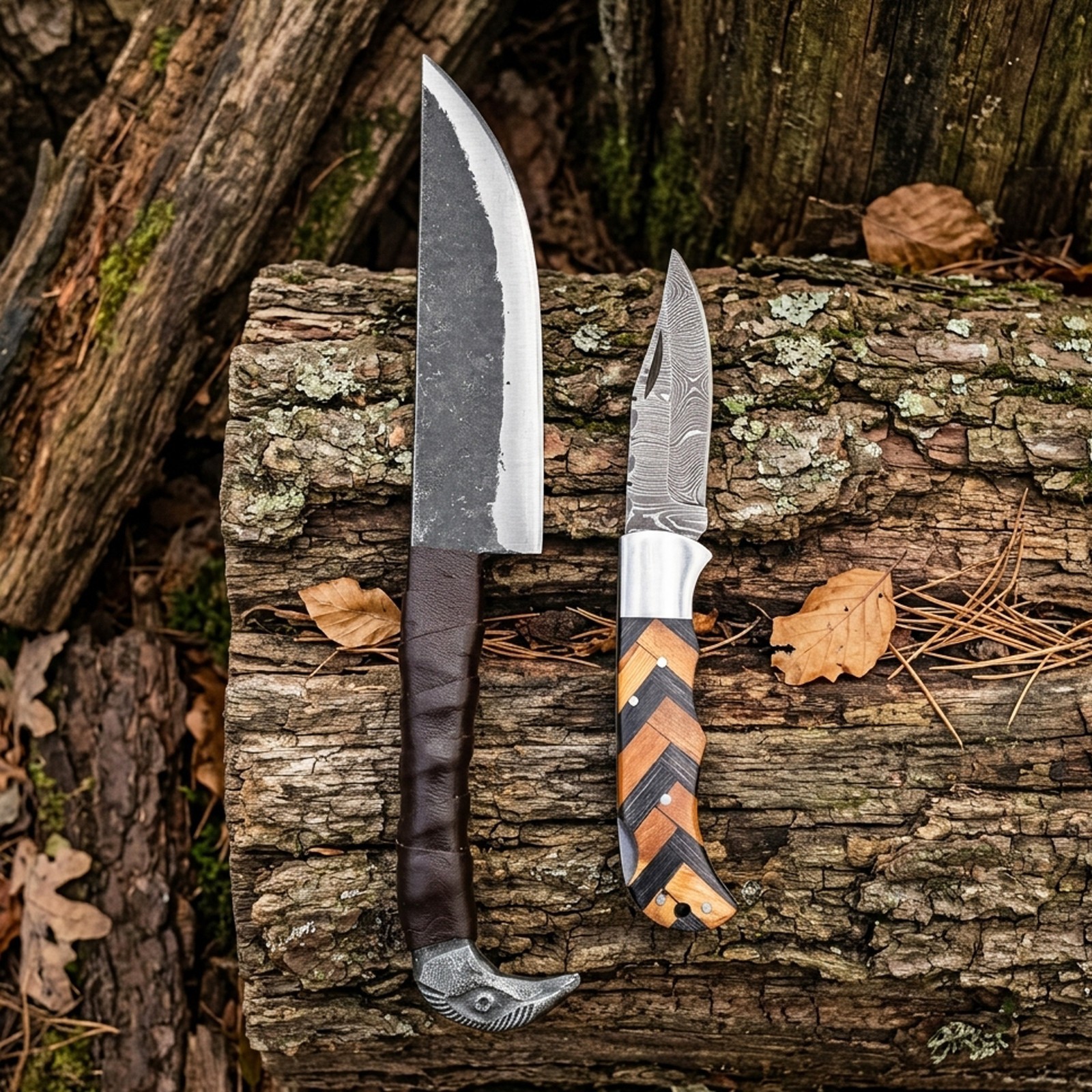 Handmade Sons of Odin Viking Knife Set | Norse Raven Head Knife Combo Gift