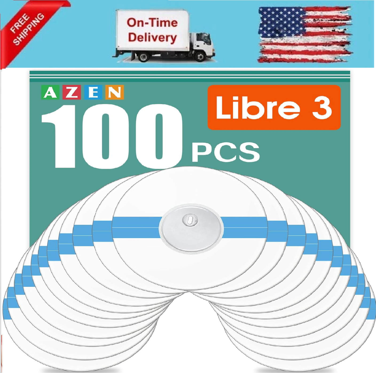100 Pack Freestyle Sensor Covers for Libre 3 Waterproof Adhesive Patches