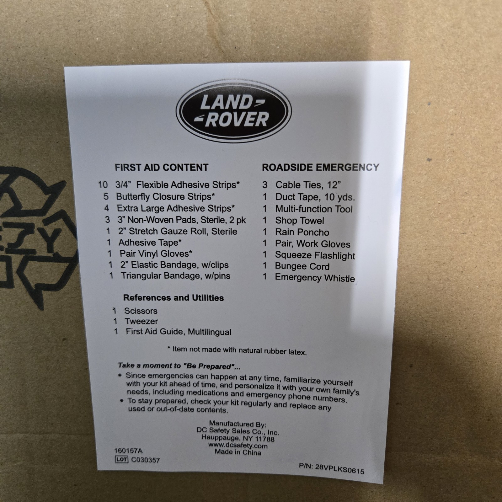 Complete Emergency Pack- Land Rover