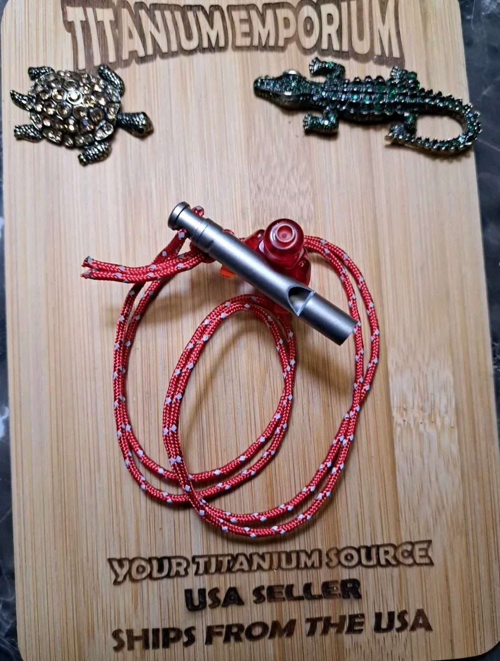 Small Titanium Alloy Whistle With Lanyard