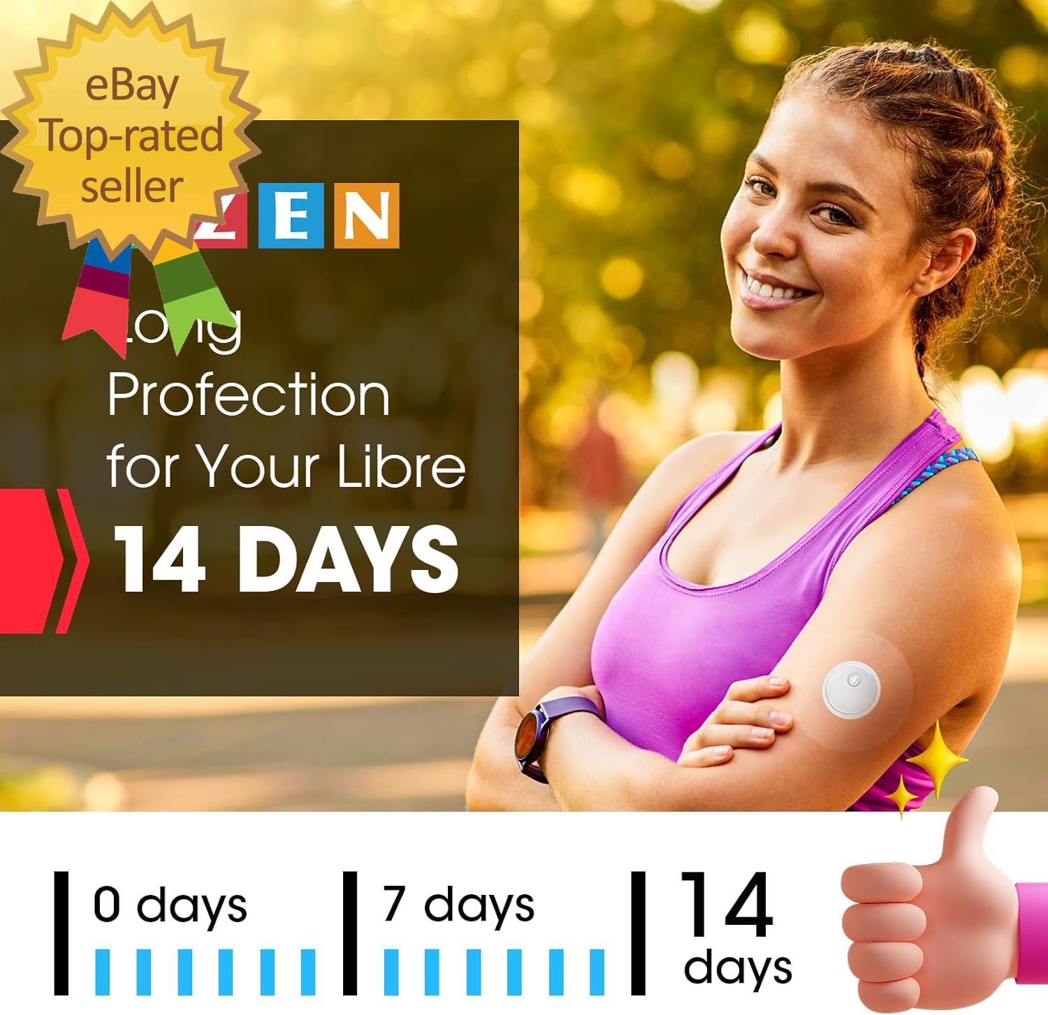 AZEN 60 Pack Freestyle Sensor Covers for Libre 3, Waterproof Adhesive Patches, W