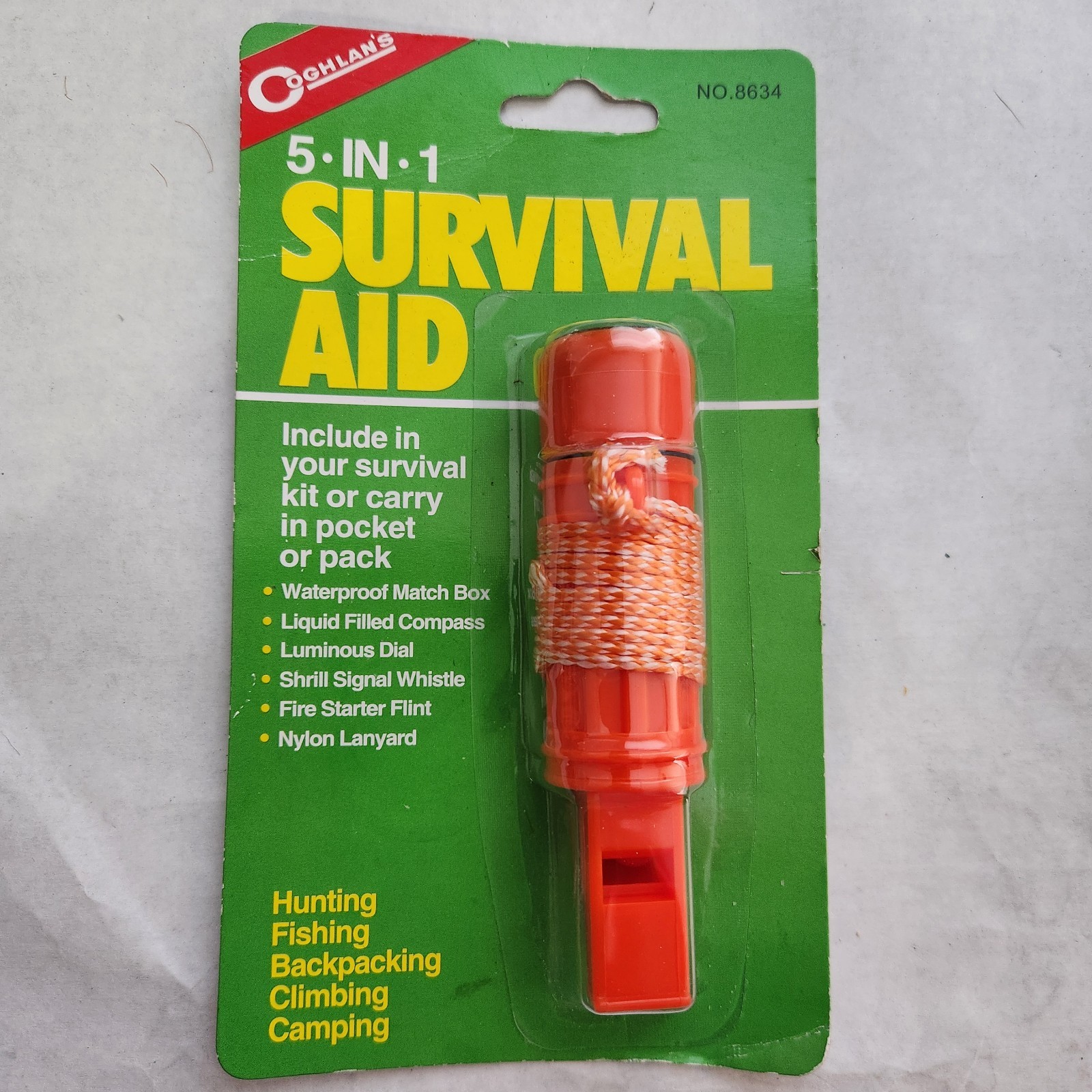 NEW Coghlans 5-N-1 Survival Aid Flint Whistle Compass Camping Hiking Scouts Camp