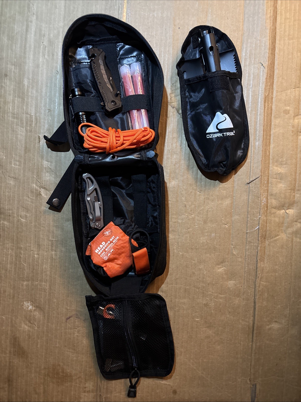 Ozark Trail Outdoor Survival Kit, 21 Piece, Flashlight Knife Fire Starters Pouch