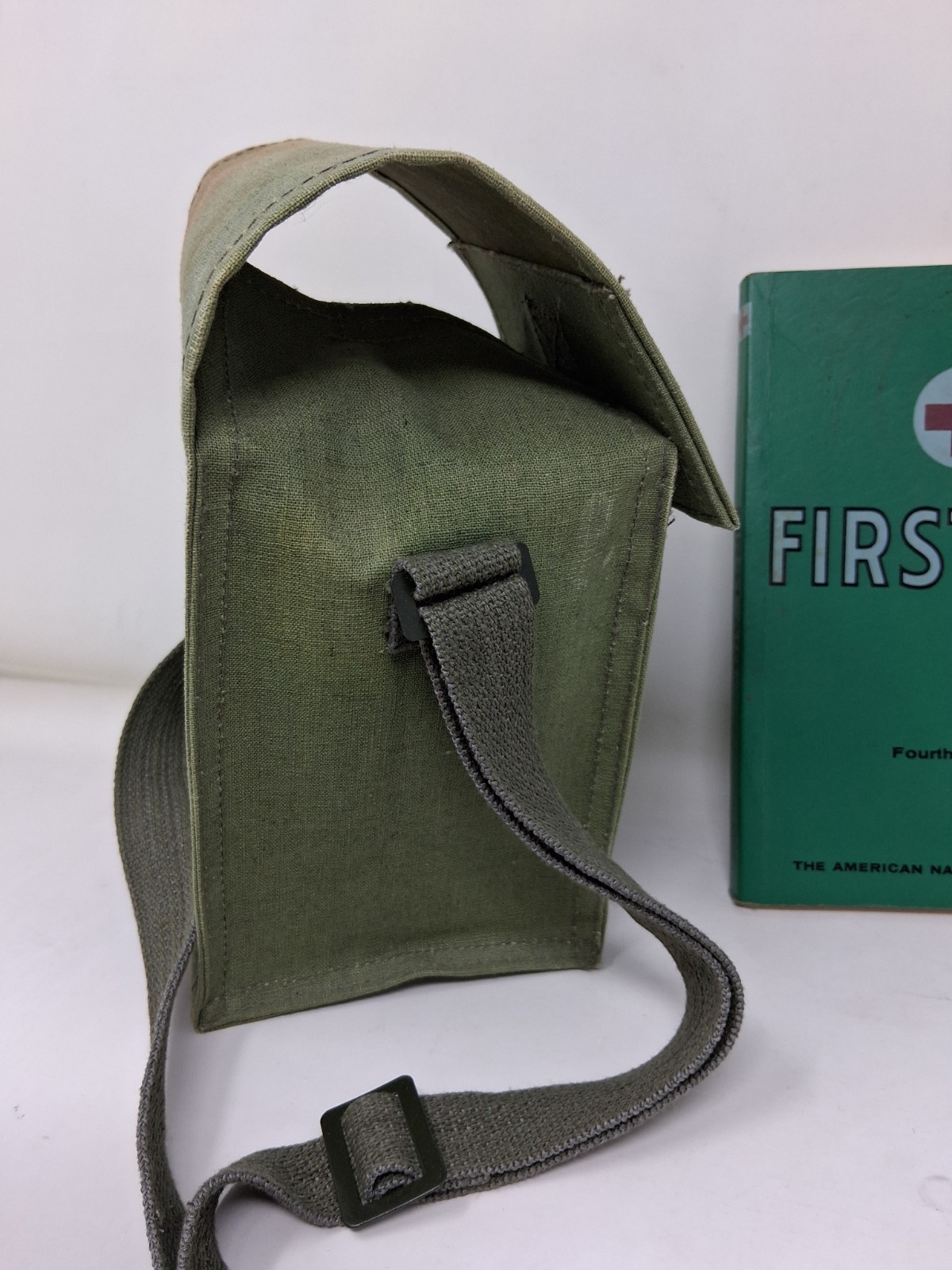Vintage First Aid Kit Olive Drab Outdoor Jungle Survival Gear BAG + BOOK ONLY