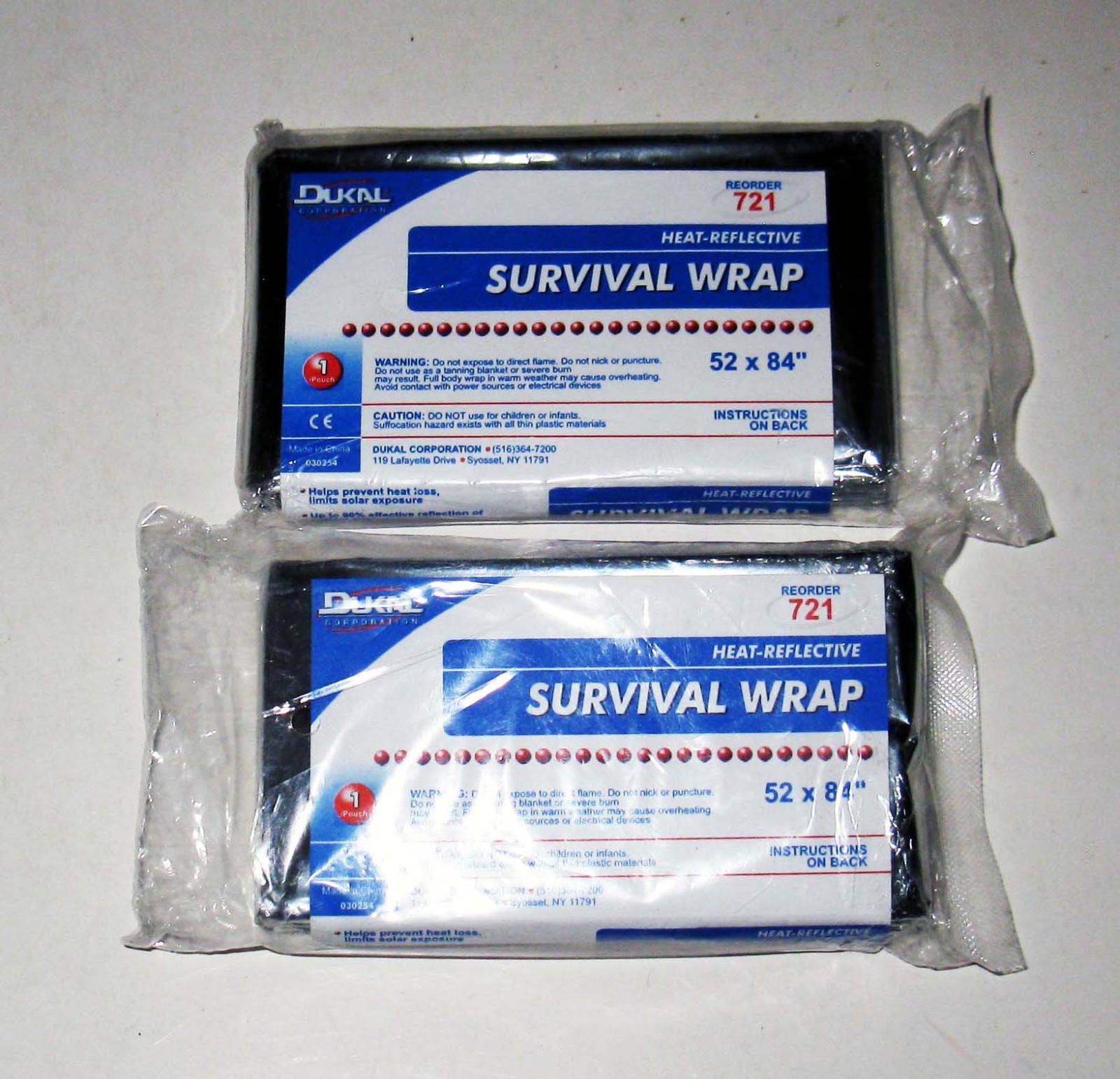 NEW Lot of 2 Dukal 721 Survival Wrap 52×84″ Heat-Reflective Emercency Cover
