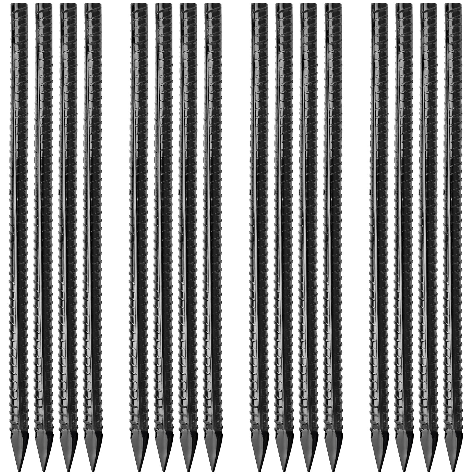 Besitu 16 inches Ground Rebar Stakes (16 pcs) I-16″x3/8″-16pcs, I Shape-Black