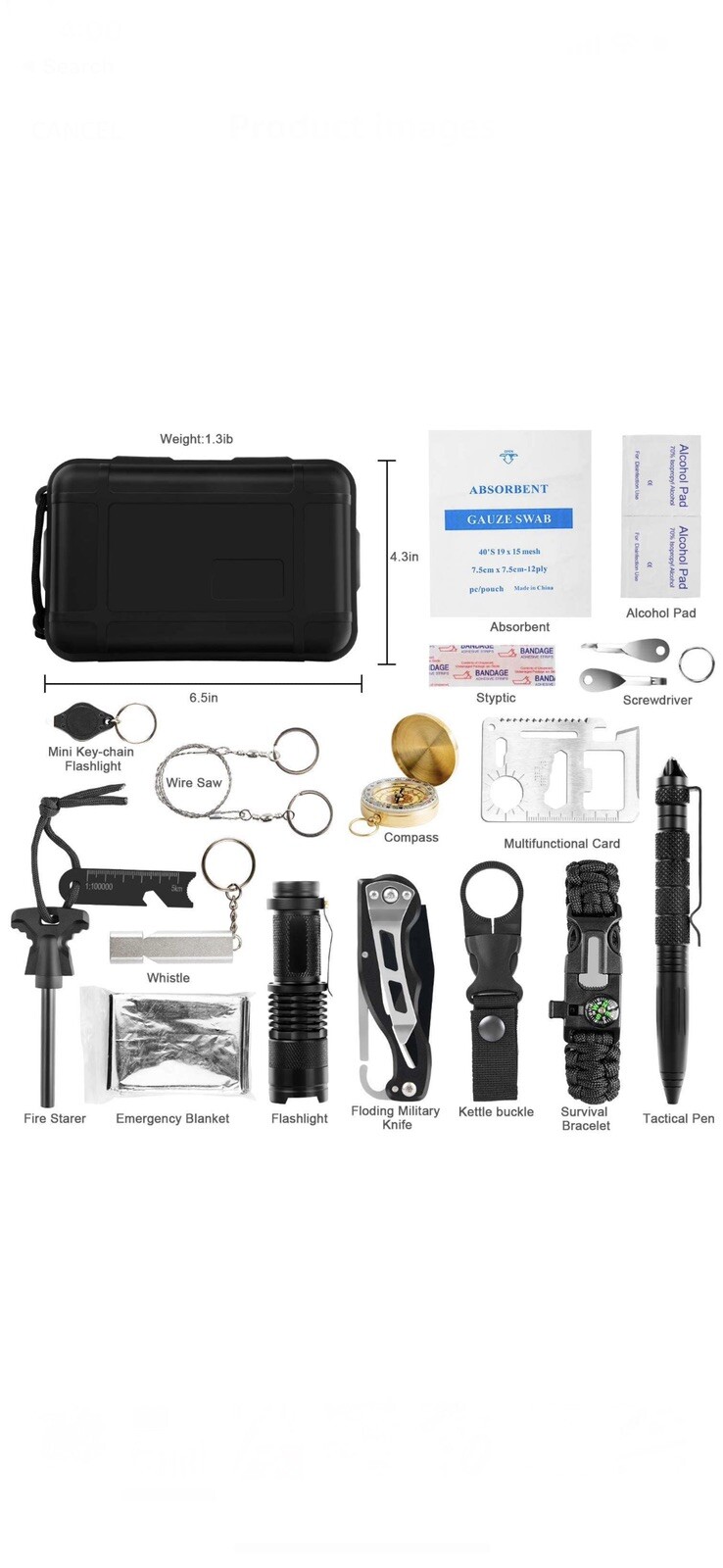 18 In 1 Outdoor Survival Kit Camping Emergency Gear Tactical Tools EDC Tool Case