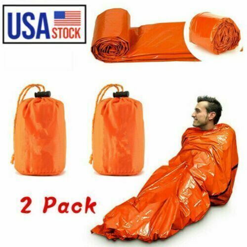 2Packs Emergency Sleeping Bag Thermal Waterproof Outdoor Survival Camping Hiking
