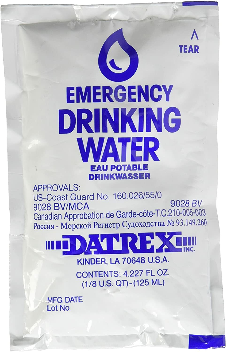 10 Packets Datrex Emergency Purified Drinking Water – 125ml