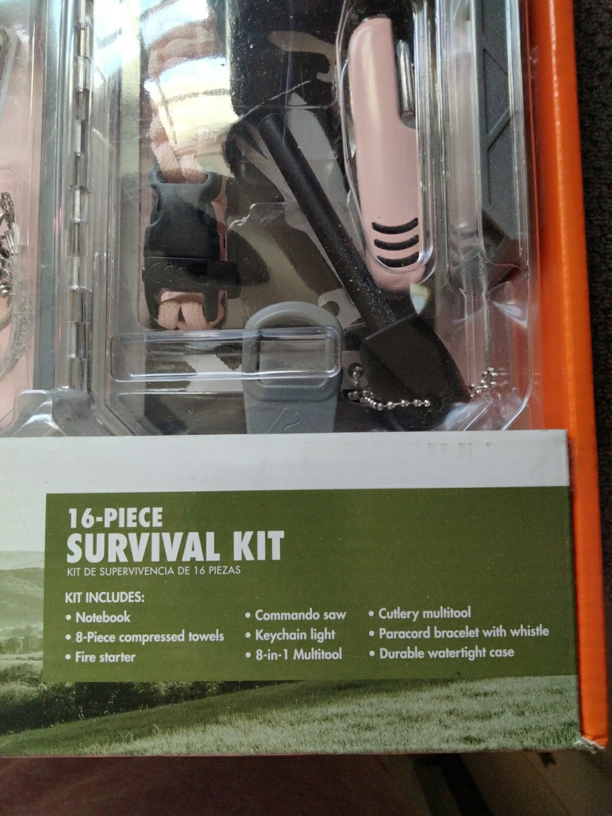 OZARK TRAIL 16 PIECE SURVIVAL KIT PINK FIRE STARTER COMMANDO SAW MORE NEW