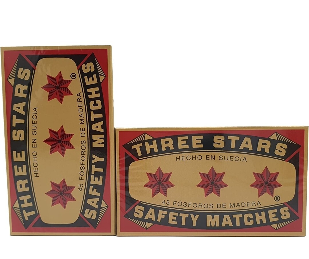 Swedish Match Three Stars Extra Long Safety Matches 6 Packs of 45 Strike each PK