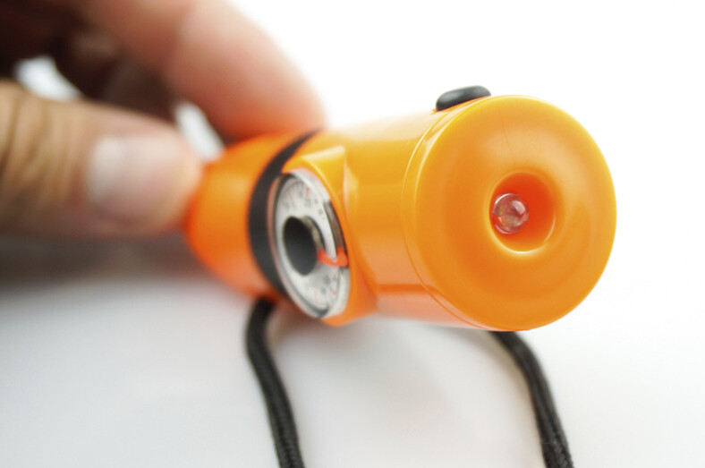 2PK 7-In-1 Camping Survival Whistle Compass Thermometer LED Flashlight Magnifier