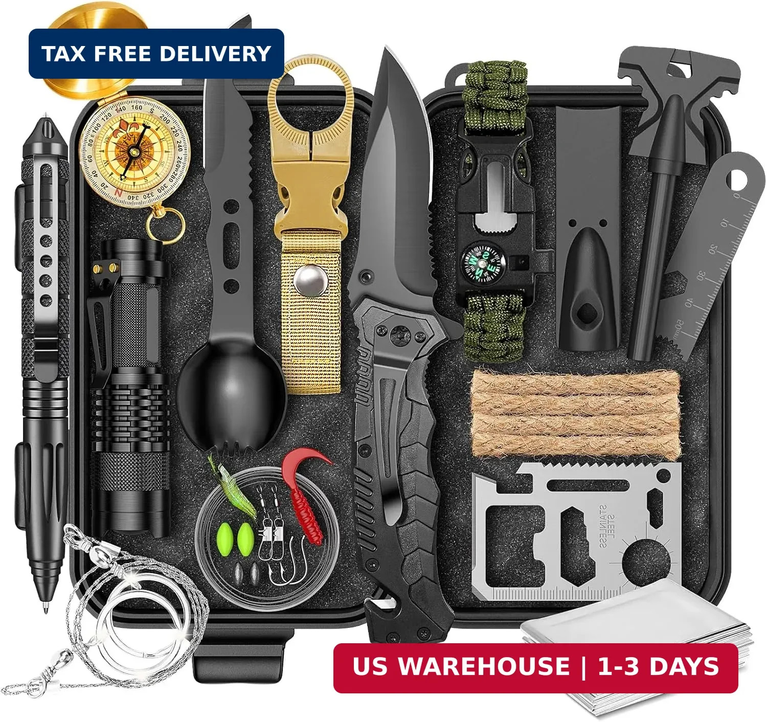 Gifts for Men Him Dad, Survival Kit and Equipment 25 Pcs, Valentines Gifts for h
