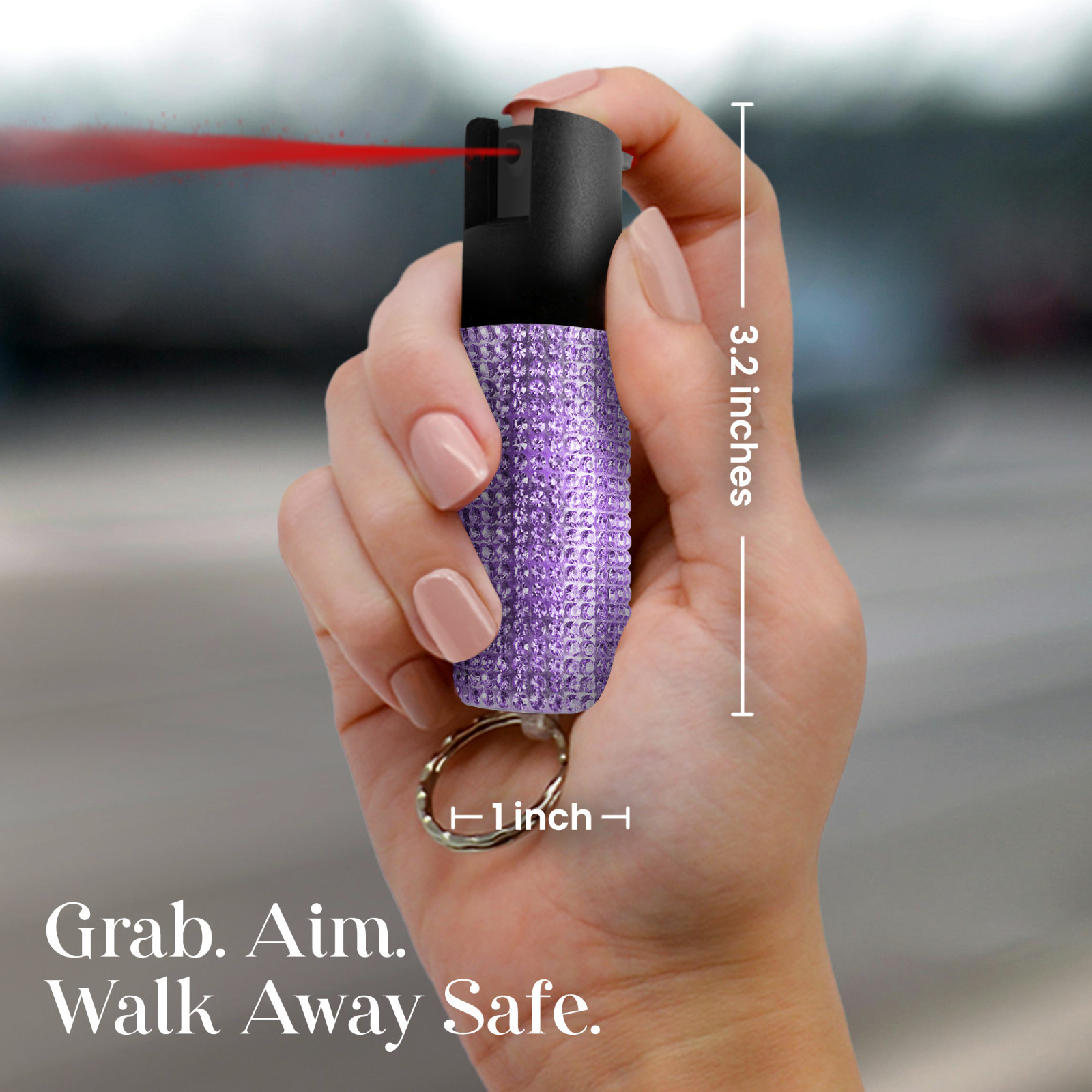 Gizmo Corner Rhinestone 16ft Range UV Dye Pepper Spray Keychain for Safety