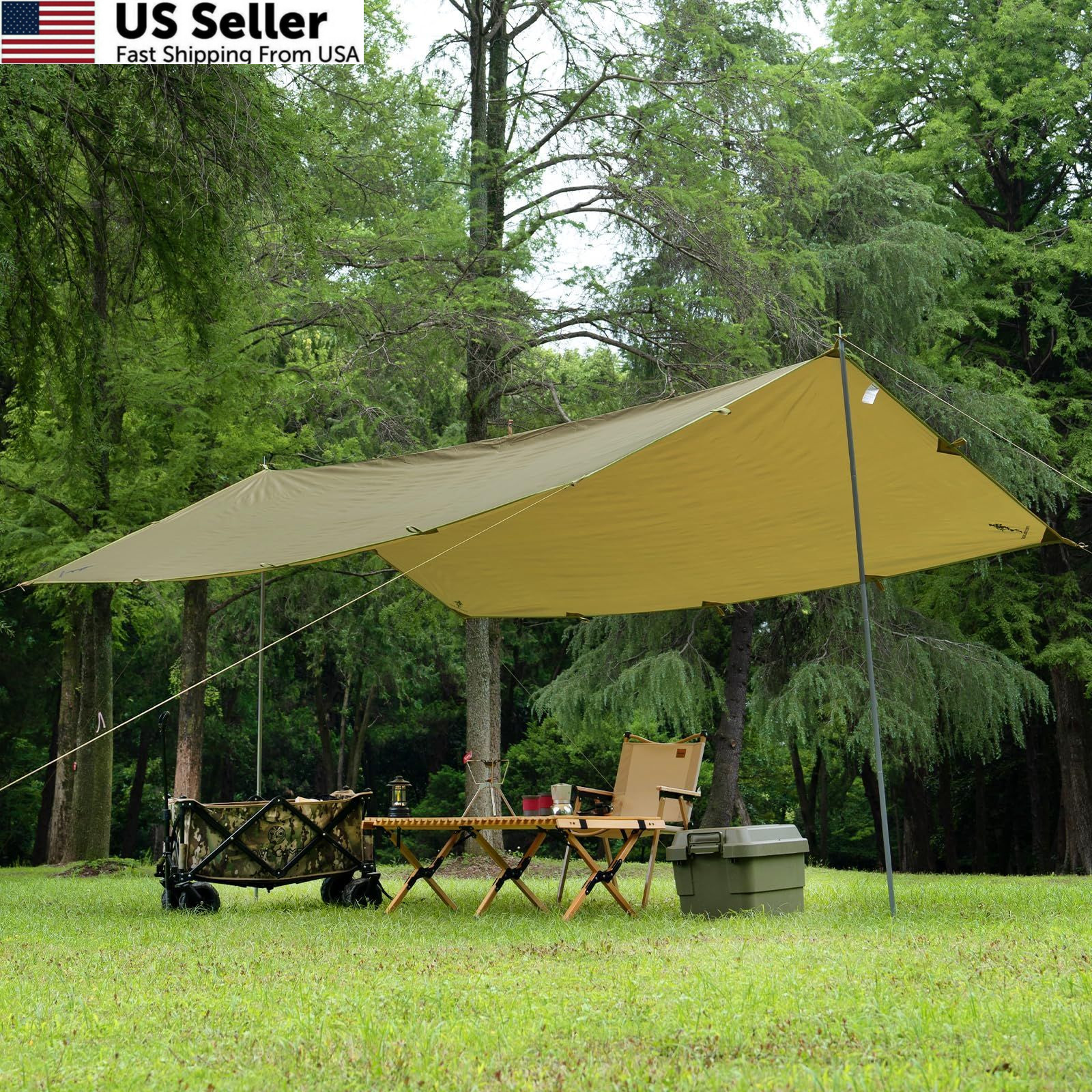 FREE SOLDIER Waterproof Portable Tarp 10×10.5ft, Brown 10×10.5ft