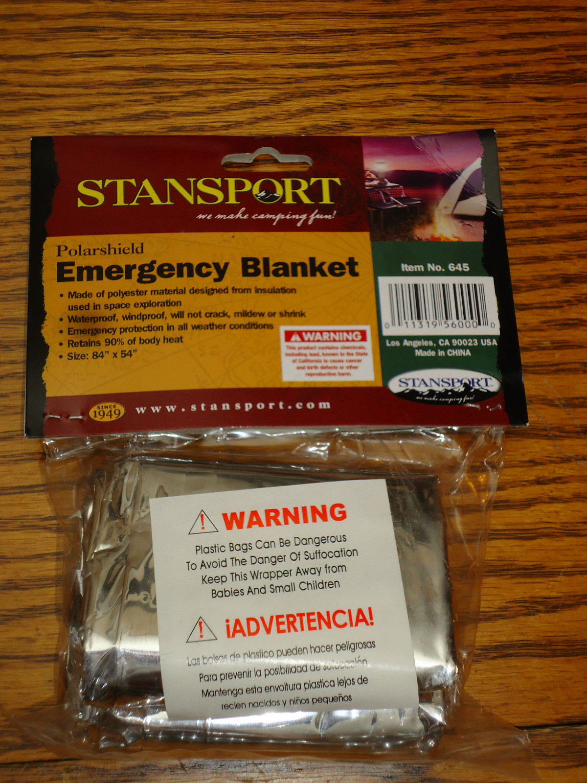 STANSPORT POLARSHIELD POLAR HEAT SHIELD EMERGENCY BLANKET WATERPROOF WINDPROOF