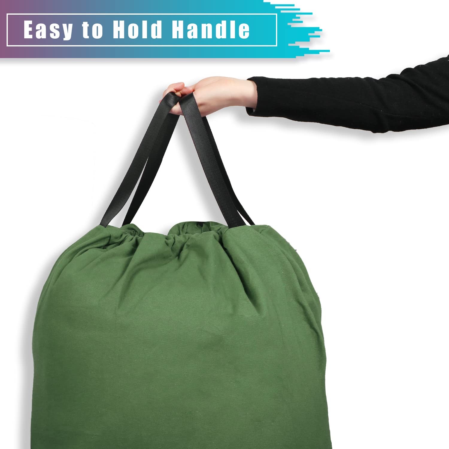 LOLOMLO Extra Large Canvas Laundry Bags with Handles & X-Large, Army Green