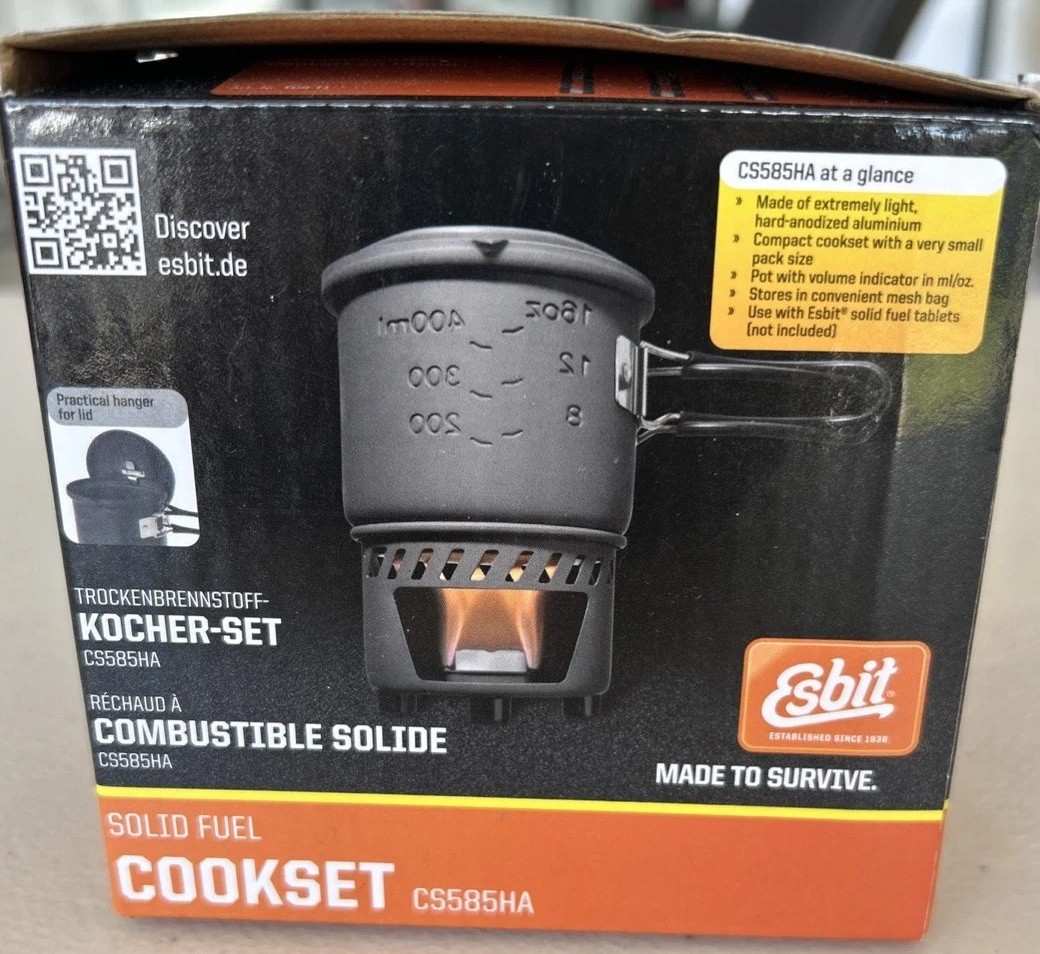 Esbit Solid Fuel Stove & Cook Camping Set Outdoor Hiking Cooking Fuel Pot Boil