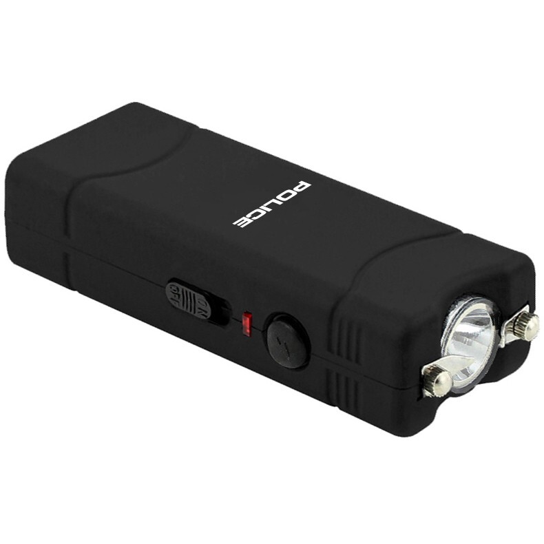 Black 801 Stun Gun High Voltage Rechargeable Flashlight for Personal Safety