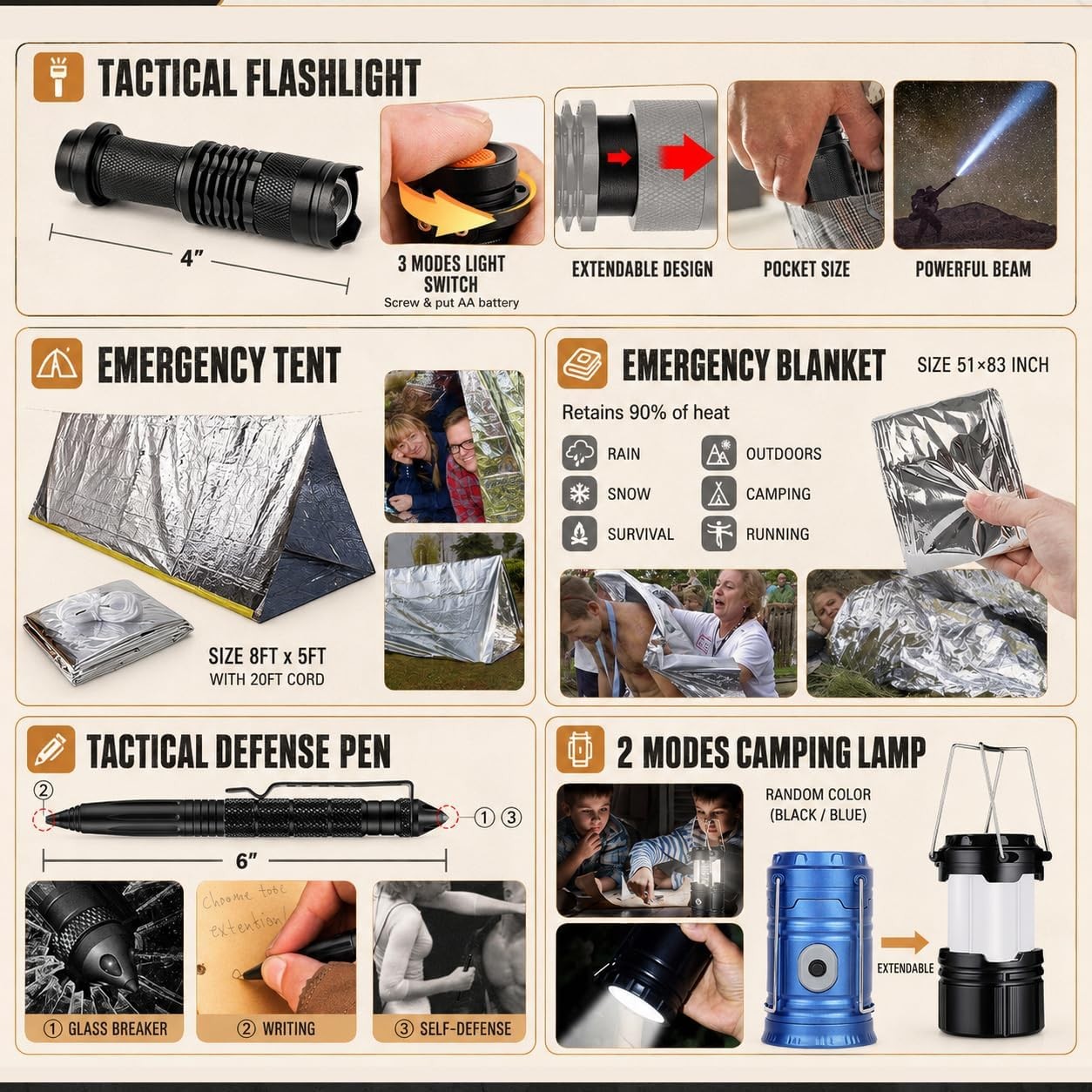 Survival Kit 250Pcs First Aid Gear with Molle Bag