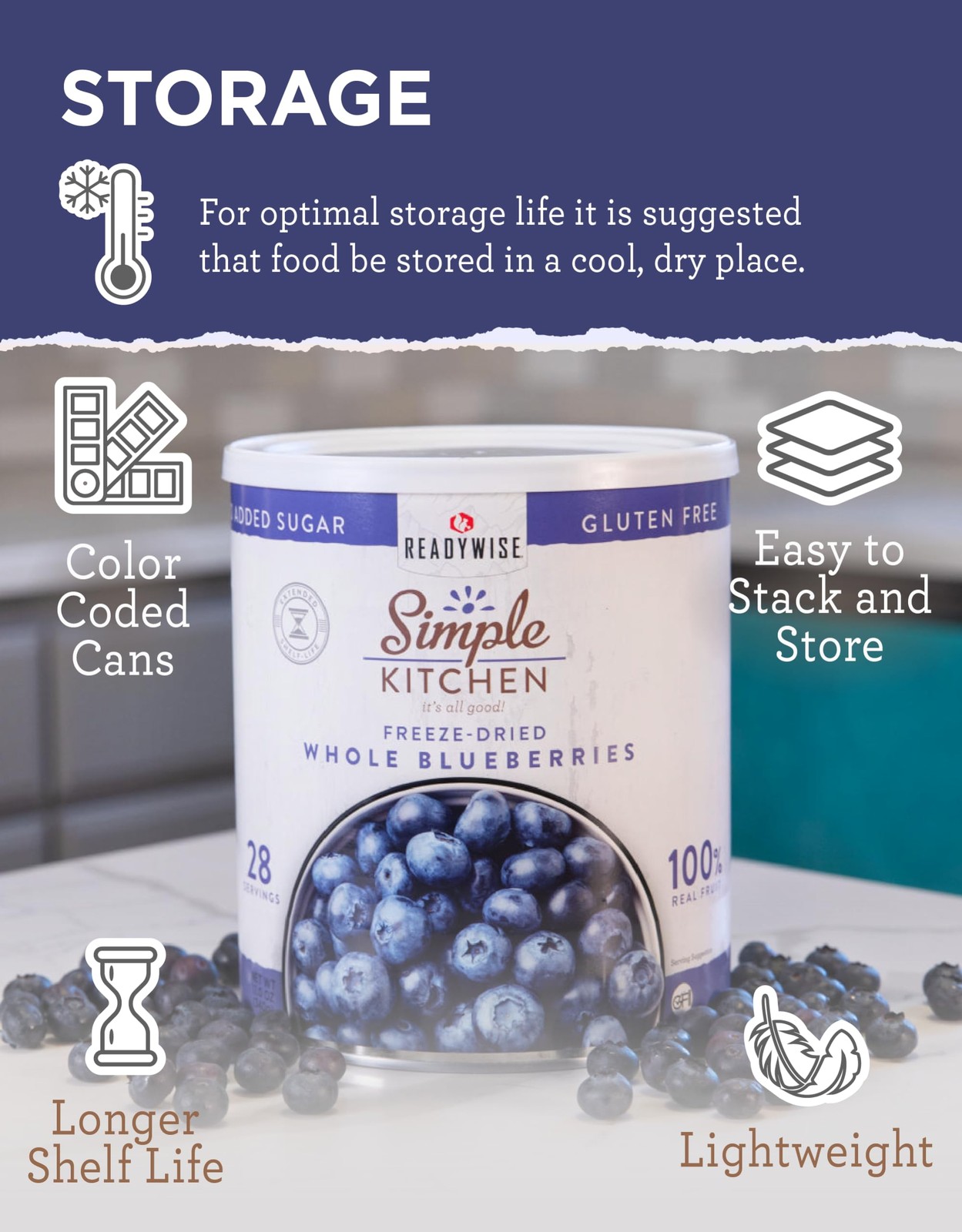 READYWISE – Simple Kitchen Freeze Dried Whole 28 Serving Can, purple