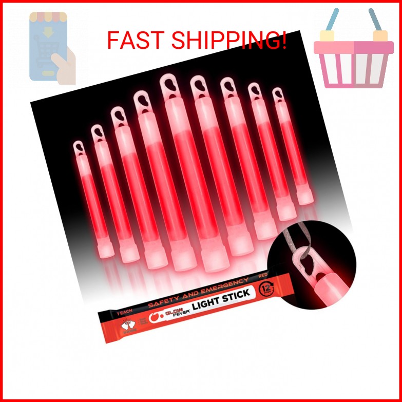 Glow Fever Emergency Safety Military Grade Glow Sticks; 10pcs, 6″ Ultra Bright G