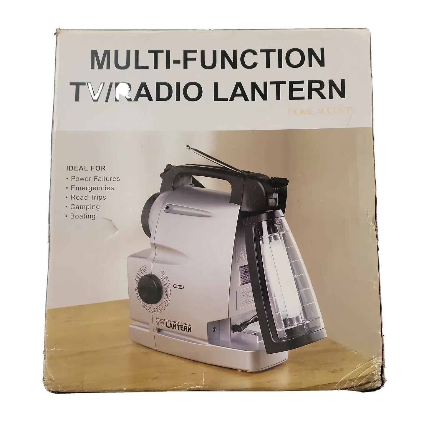 Multi-Function Camping TV Radio Lantern Flashlight Siren AC/Battery NOS