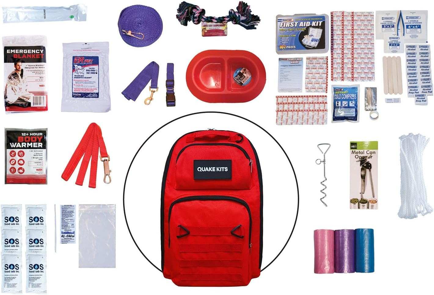 Dog Survival Kit – 72 Hour Pet Emergency Go Bag with Food, Water, and First Aid