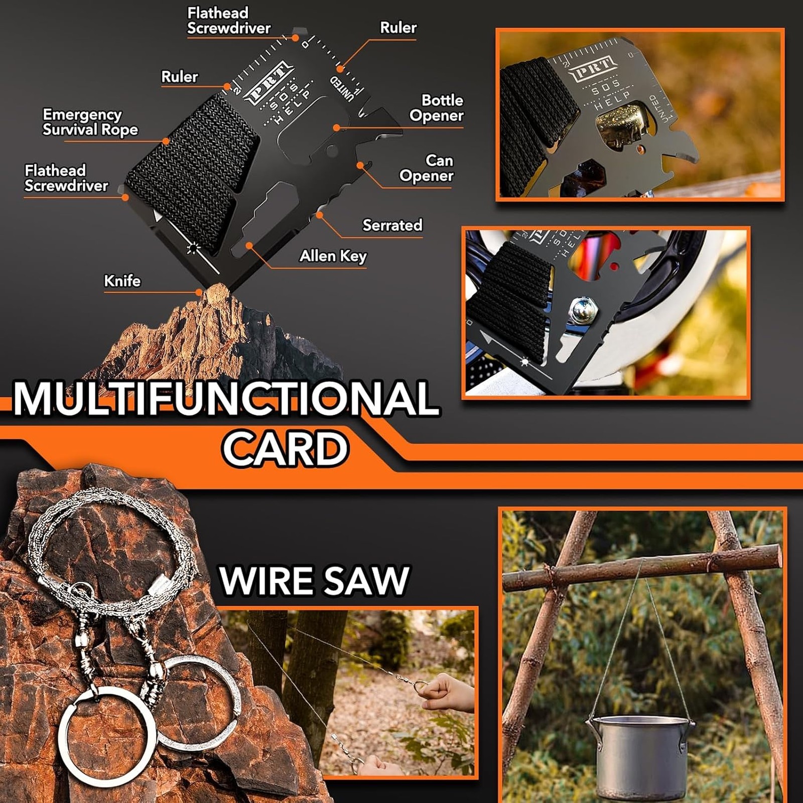 19 in 1 Survival Kit for Men Waterproof Emergency Gear Camping Hunting Fishing