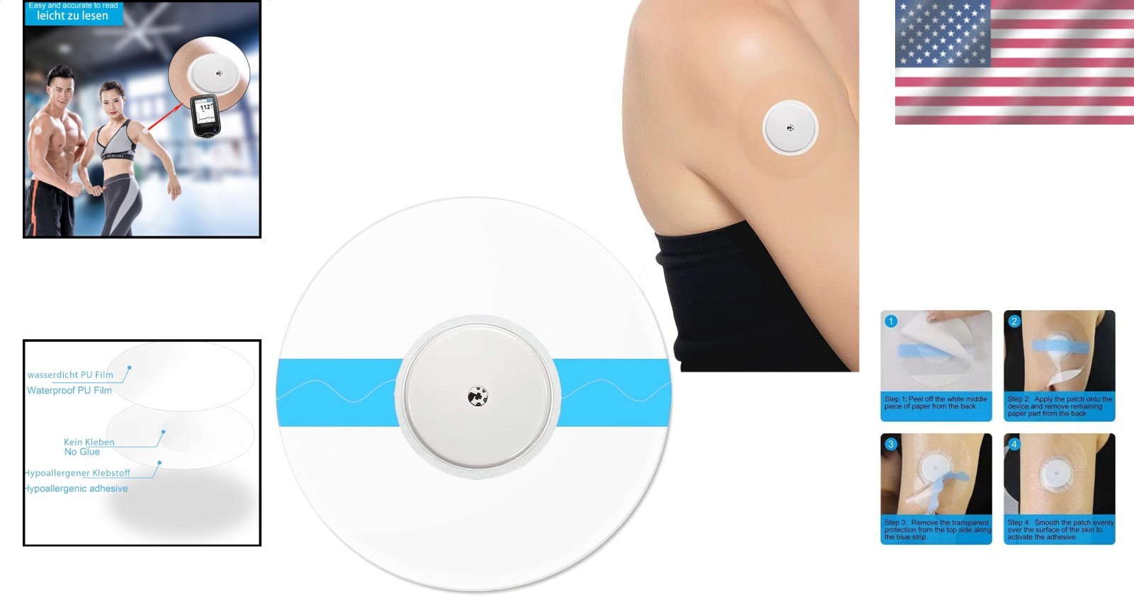 20 Pack Freestyle Sensor Covers Waterproof Hypoallergenic CGM Protection Patches