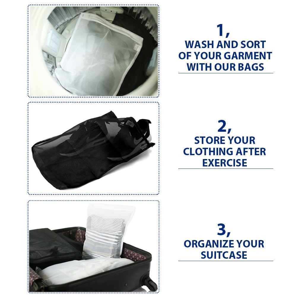 TENRAI Delicates Laundry Bags, Bra Fine Mesh Wash Bag for Large, White