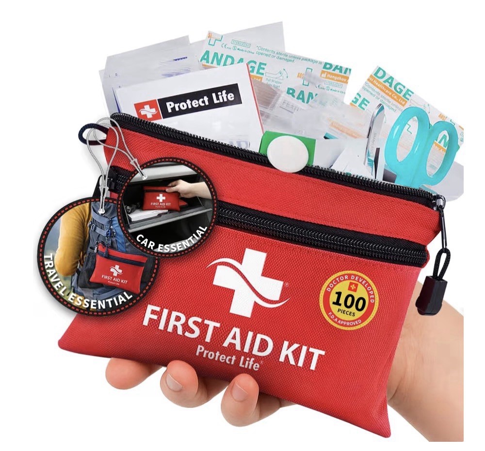 Survival First Aid Kit 100 Piece Set 7.5in X 5.2in Compact For Backpack Car New