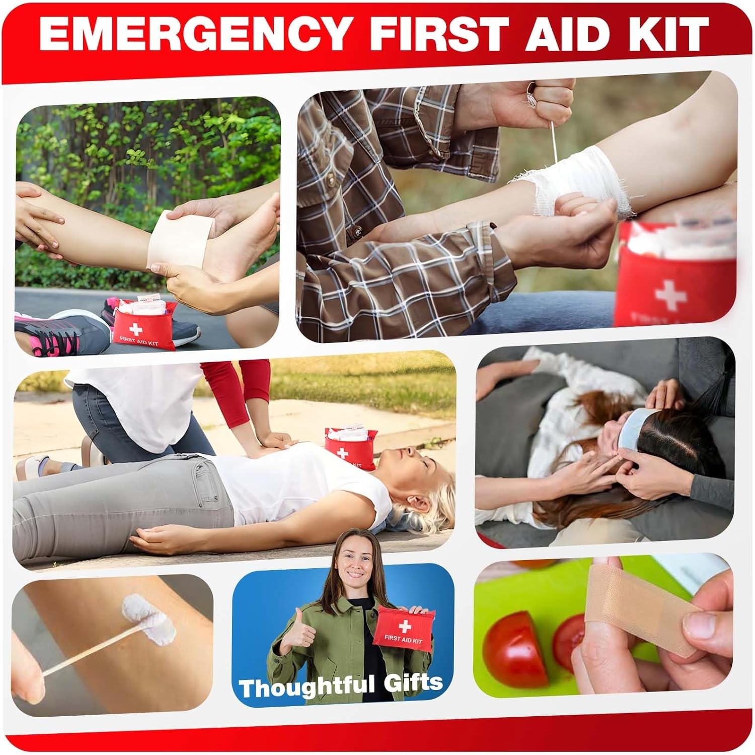 First Aid Kit for Home Car Travel 107 Piece Emergency Kits for Hiking Camping Sm