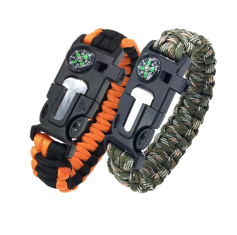 Survival Paracord Bracelet, Adjustable 550 Paracord Bracelets, Compass, Wandera…