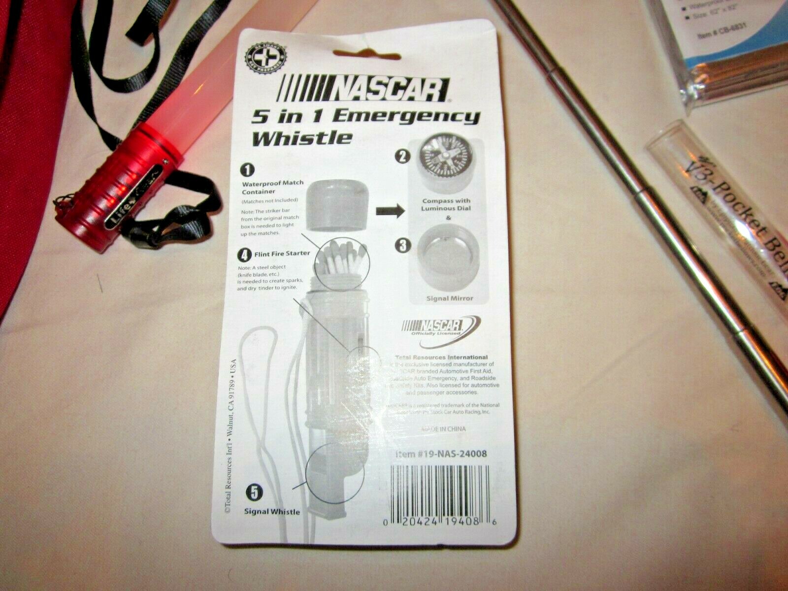 Mountain Man Tactical Bag, Compass Whistle Firestarter Emergency Light