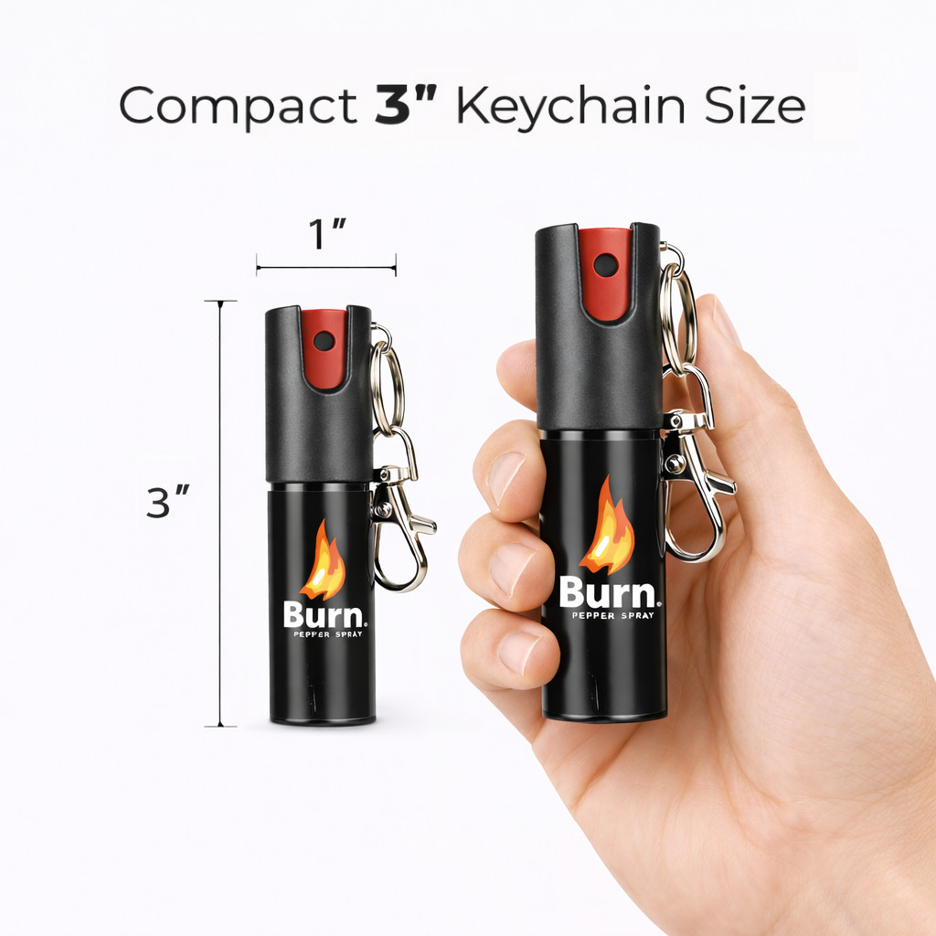 2 Pack Burn Pepper Spray Keychain Police Strength OC 0.5oz Self Defense Black