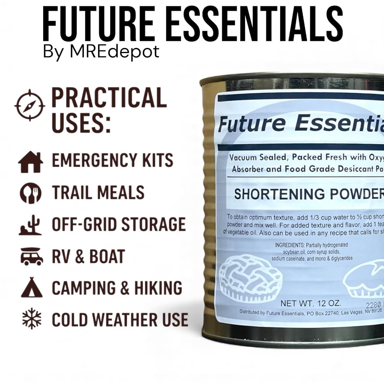 Future Essentials Canned Shortening Powder for baking and cooking | 6 CANS