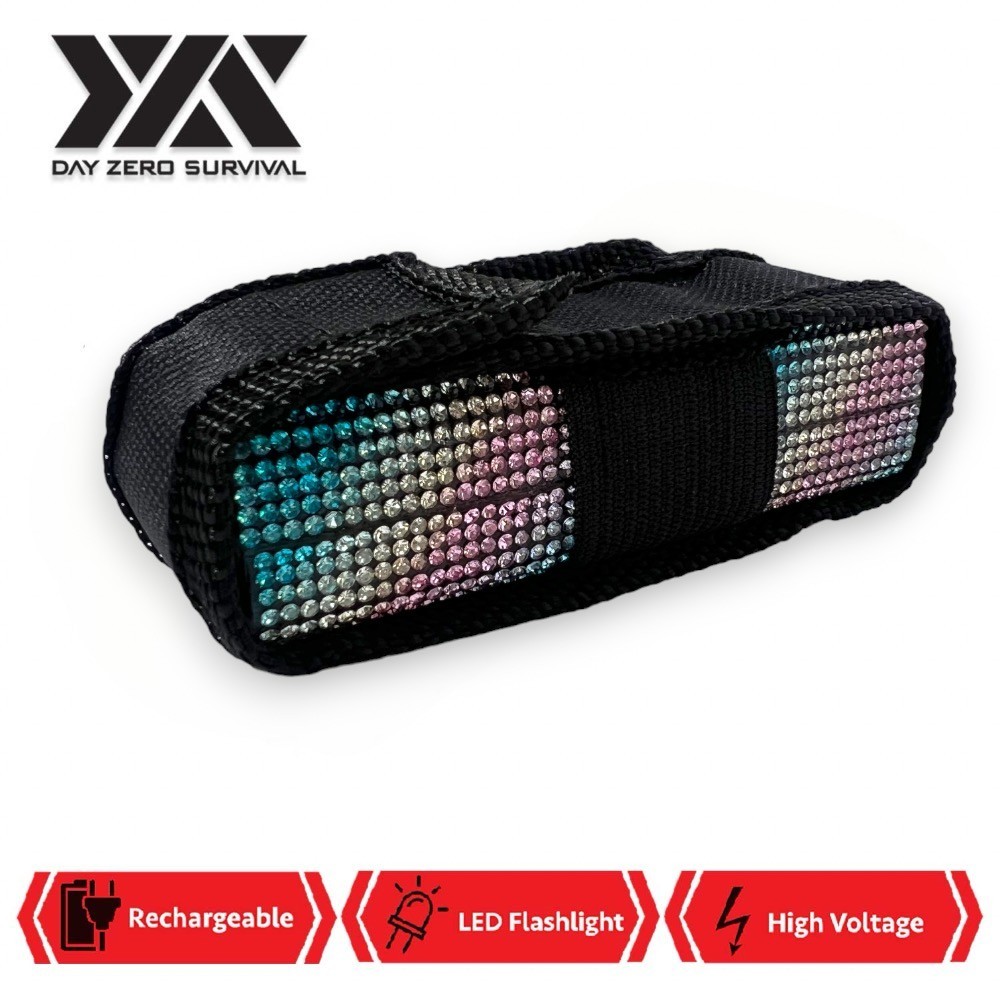 New Pastel Lemonade Bling Jewel Rhinestone Rechargeable Self Defense Stun Gun