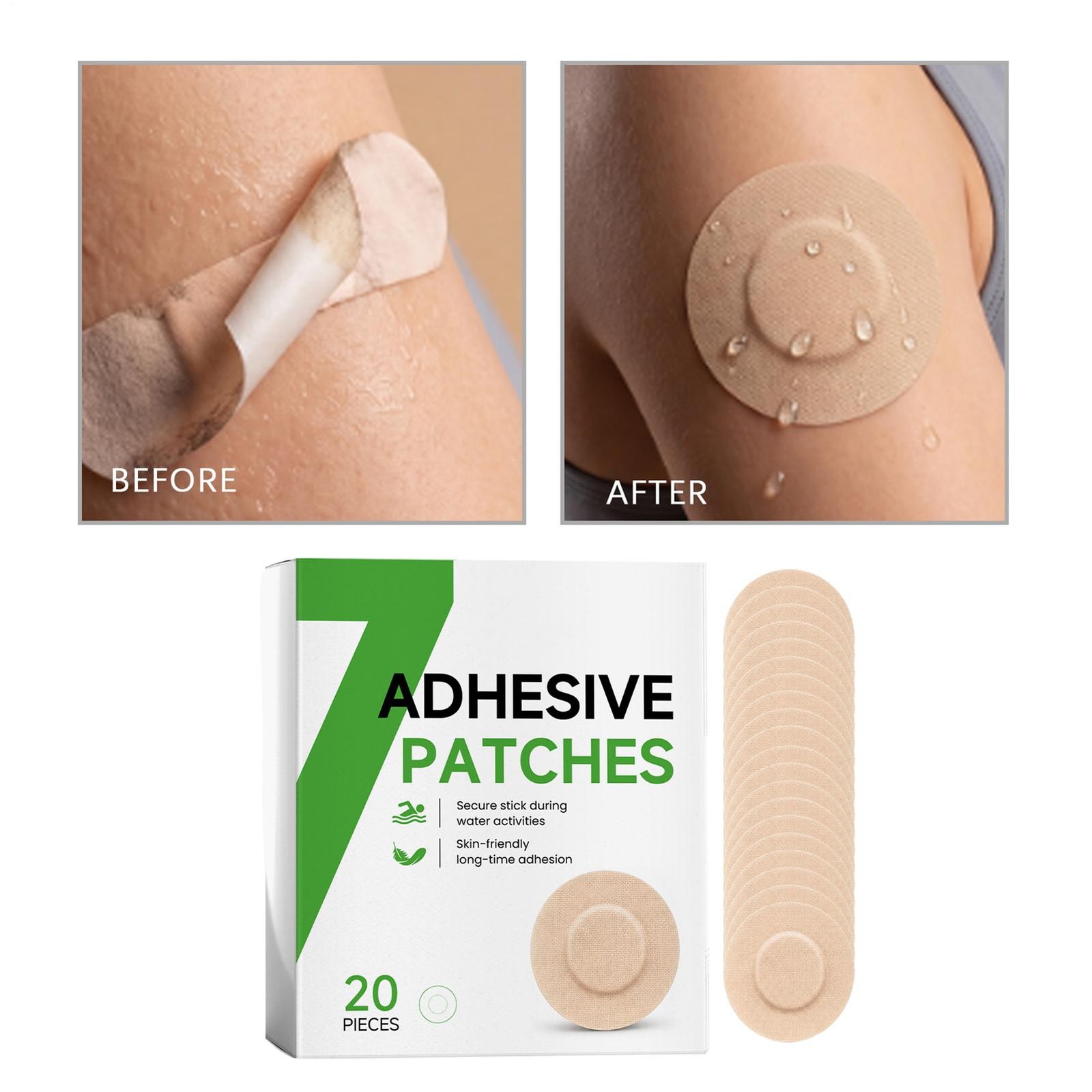 Waterproof Adhesive Patches 20 Piece Sweatproof Sticky Pads Sensor
