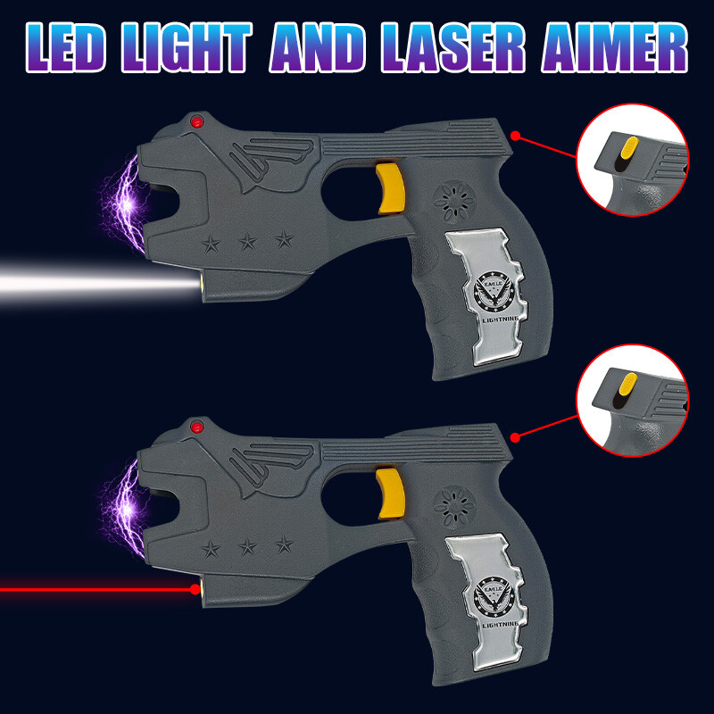 Rechargeable Black Stun Gun Built-in LED Light & Safety Pin for Personal Safety