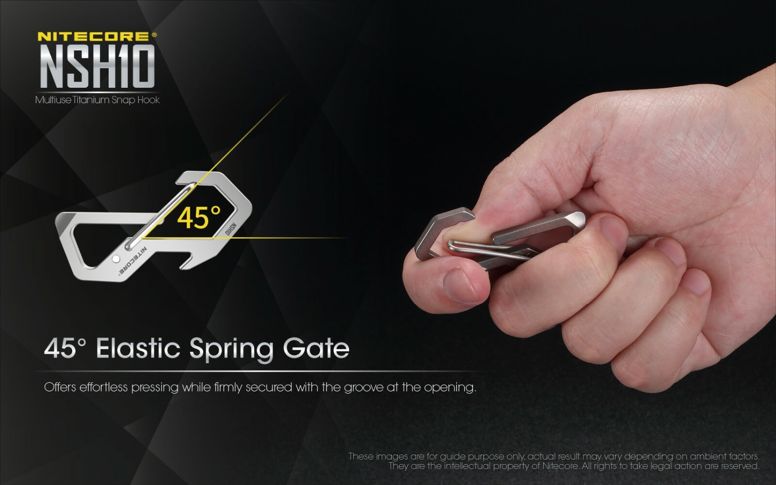NITECORE NSH10 Titanium EDC Multi-Tool Snap Hook Keychain Carabiner