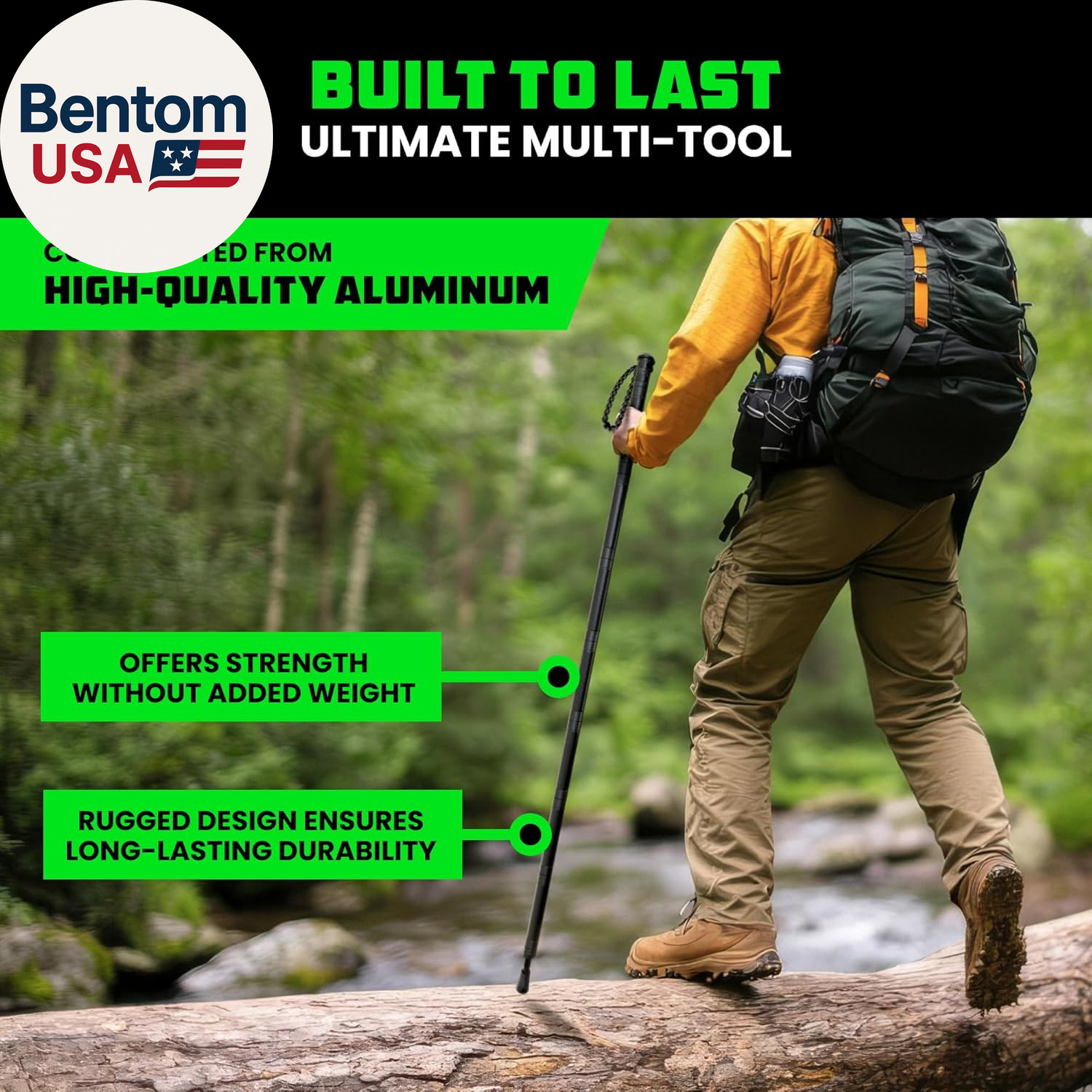 Tactical Hiking Stick with Integrated Survival Kit – Essential Camping Gear for